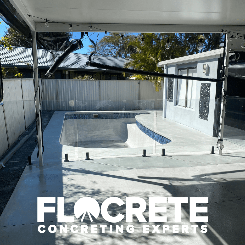 Pool renovation. Paradise Point. Seamless Edge Pool Surround. White Full-Depth Concrete